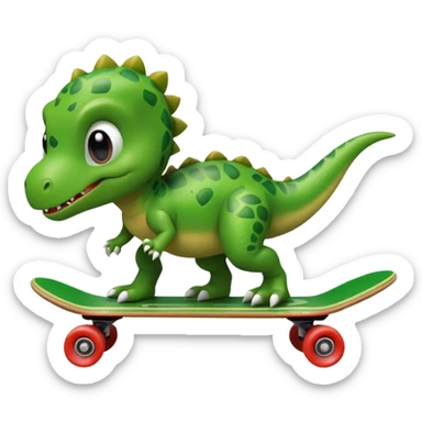 Baby dinosaur on a skateboard sticker