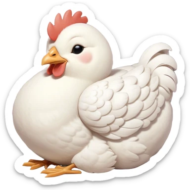 Meme-Worthy Cute Sleeping White Chicken Portrait Emoji, Head resting peacefully with a contented smile, showcasing a delightfully compact build and a luxuriously soft white plumage, eyes shut in a serene, restful nap, Simplified yet hilariously adorable features, highly detailed, glowing with a soft, drowsy light, high shine, relaxed and utterly lovable, stylized with an air of playful laziness, bright and heartwarming, soft glowing outline, capturing the essence of a comically sleepy chicken, so meme-worthy it feels like it could instantly become the next viral sensation of adorable slumber! sticker