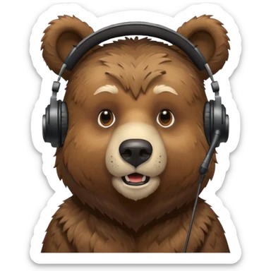 a bear with headset mic sticker