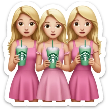 teenager  friend group blond w/ freckles long hair pink dress with starbucks sticker