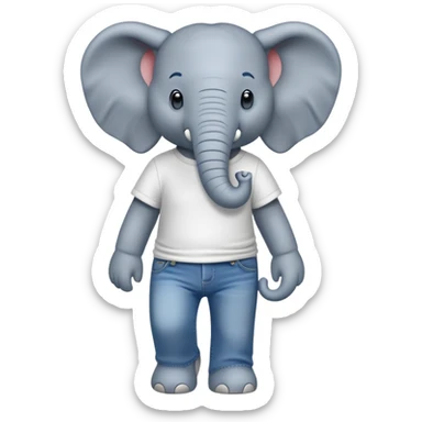 anthropomorphised elephant in jeans and t-shirt walking upright sticker