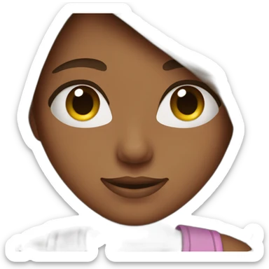 A girl with straight brown hair and brown skin sticker