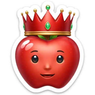 A red crown in the style of apple emojis, with a gem on the top sticker