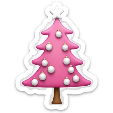 Pink Christmas tree with white ornaments and a white star sticker