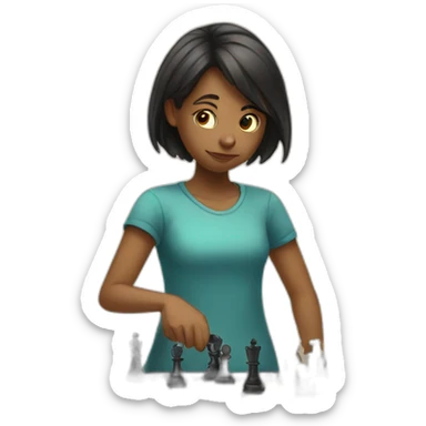 girl destroying chess table sticker