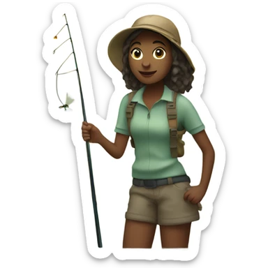 Teenage Girl standing in a stream fishing with a fly rod sticker