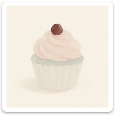 cupcake, delicate brushstrokes, pastel palette sticker