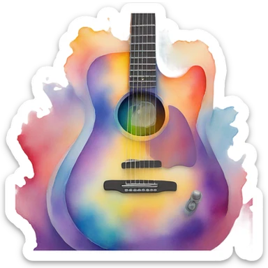 guitar in watercolor style sticker