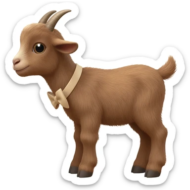 cute goat with a beige bow sticker