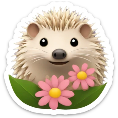 hedgehog with flowers instead of needles sticker