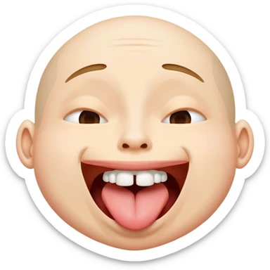 Upside down head with mouth opening tongue out sticker