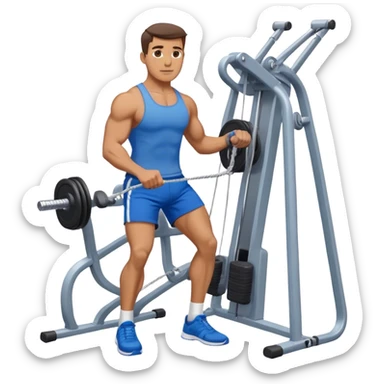 standing fit man with blue shorts cable-machine-exercise sticker