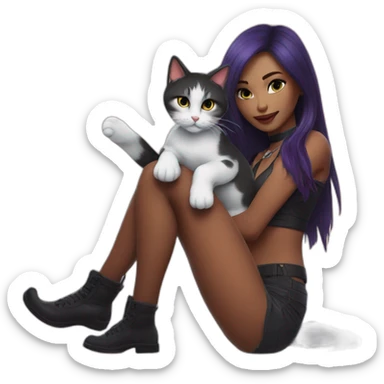 Katarina felene posing legs with cat sticker