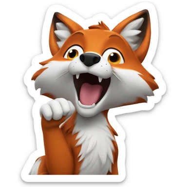 the fox waves its paw sticker