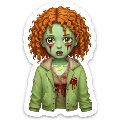 Girl zombie with ginger curly hair  sticker