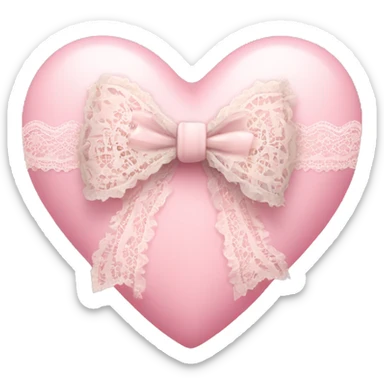 light pink heart with bow with lace and frills  sticker