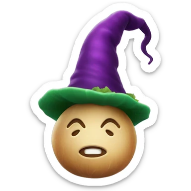 a turnip wearing a wizards hat sticker