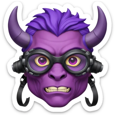 Diablo morado con gogles sticker