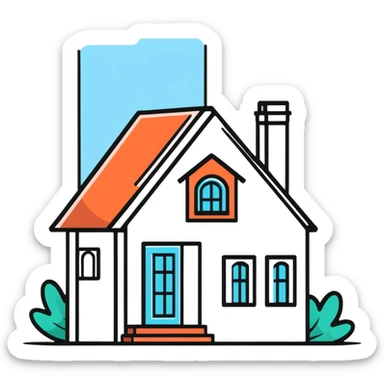 modern furniture logo with house shape sticker