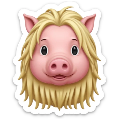 long dreadlock blonde haired pig sticker