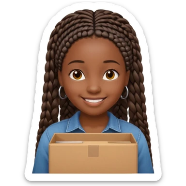 black girl with straight down box braids sticker