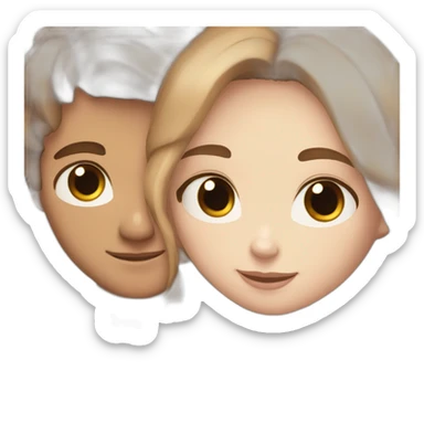 white skin girl with blue eyes and long light brown hair hugging white skin boyfriend with brown eyes and brown hair sticker