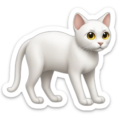 black forehead, body, legs, tail, ears, head, neck and white chest, stomach, muzzle, nose, chin, and paws cat walking profile sticker