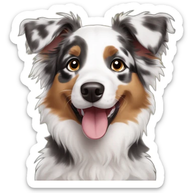 happy puppy merle mini australian shepherd sticker