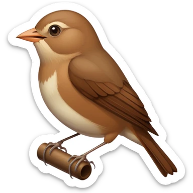 nightingale bird singing, small brown songbird sticker