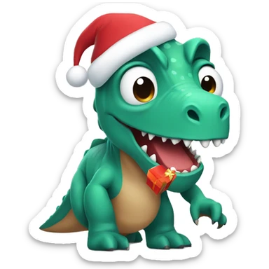 dinosaur with santa had sticker