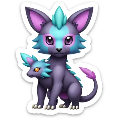 cool colorful dark pastel edgy fantasy animal hybrid Fakemon full body sticker