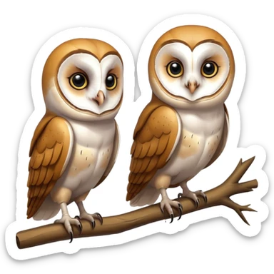 barn owl on branch sticker