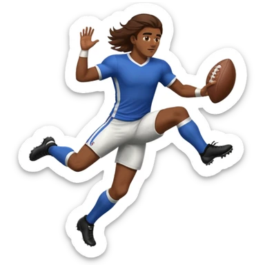 Long Haired Football Players, Male player with long hair kicking ball sticker