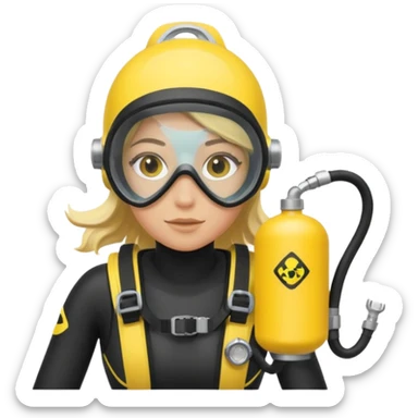 scuba diving girl blonde with yellow oxygen tank sticker