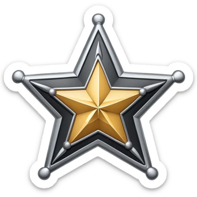 BLK letters in western sheriff style with silver outline and star badge sticker