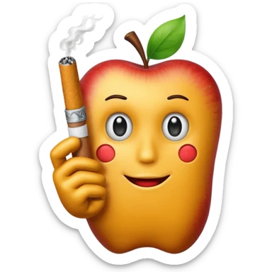 cartoon glove hand inspired by classic animation holding a cigarette, Apple emoji style sticker