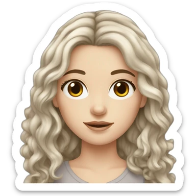 white girl with dark brown wavy long hair, freckles and dark eyes sticker
