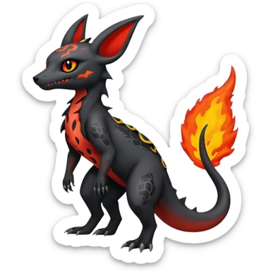 Edgy gothic dark evil volcanic magma-Salandit-Umbreon-Amaura-hybrid-fusion (full body) sticker