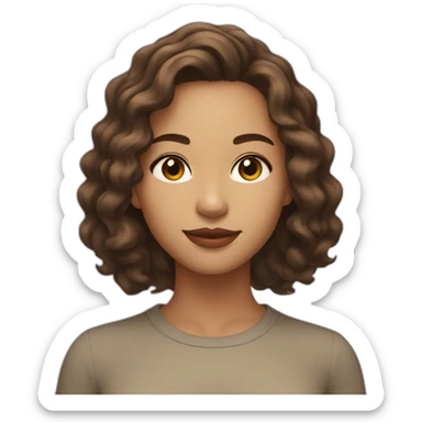 Light skinned girl in her 20s with brown dark wavy neck length hair sticker