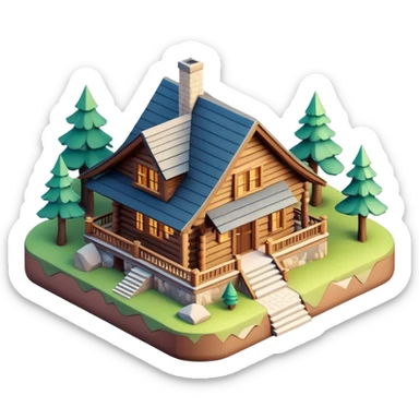 3d-isometric-Mountain-Cabin-mansion sticker