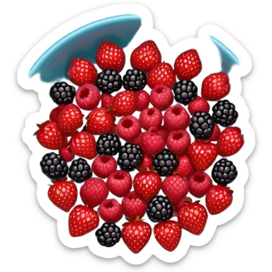 bowl negro solo de frutos rojos: fresas, moras, frambuesas. con vista desde arriba. sticker