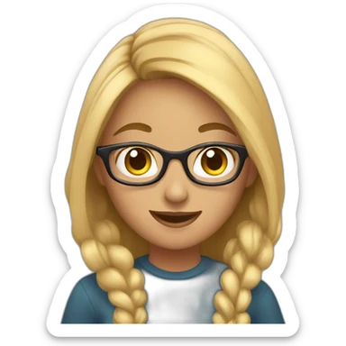 Girl testing a brand new mobile app sticker