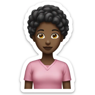 Pink ipad with a black girl holding it  sticker