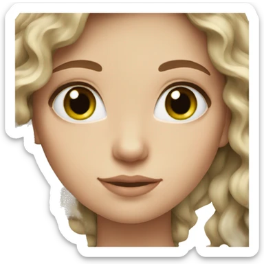 White girl with green eyes and long brown wavy hair sticker