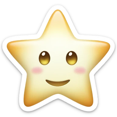 little pure white star with eyes and mouth and glowing effects around sticker