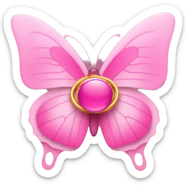 pink ring around pink butterfly sticker