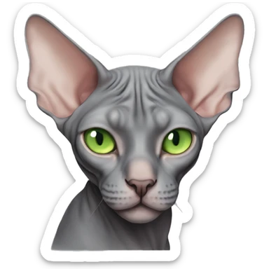 Dark grey sphynx cat green eyes sleeping  sticker
