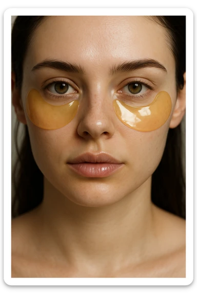 under eye patches, realistic style, glossy, beauty product sticker