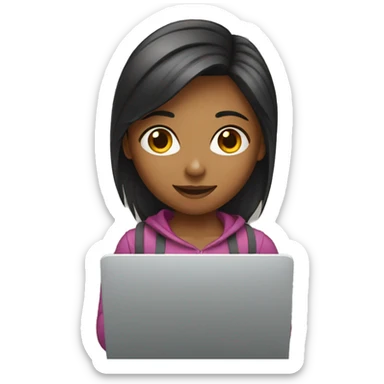 a girl with a laptop sticker