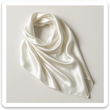 white silk scarf, draped and folded, shiny silk, simple background sticker